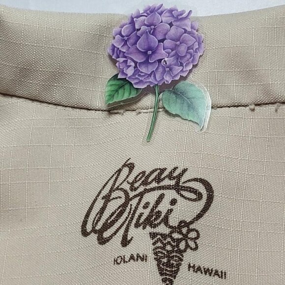 Beau Tiki, Like New, Men's, Tan, Linen, Hawaiian Shirt, Size XL - Picture 4 of 8